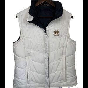 Notre Dame reversible navy and white puffer vest